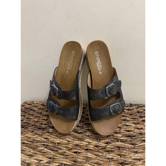 Patrizia Spring Step Metallic Buckle Accent Platform Espadrille Sandals US 7.5 - Picture 2 of 8